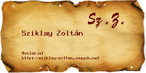 Sziklay Zoltán névjegykártya